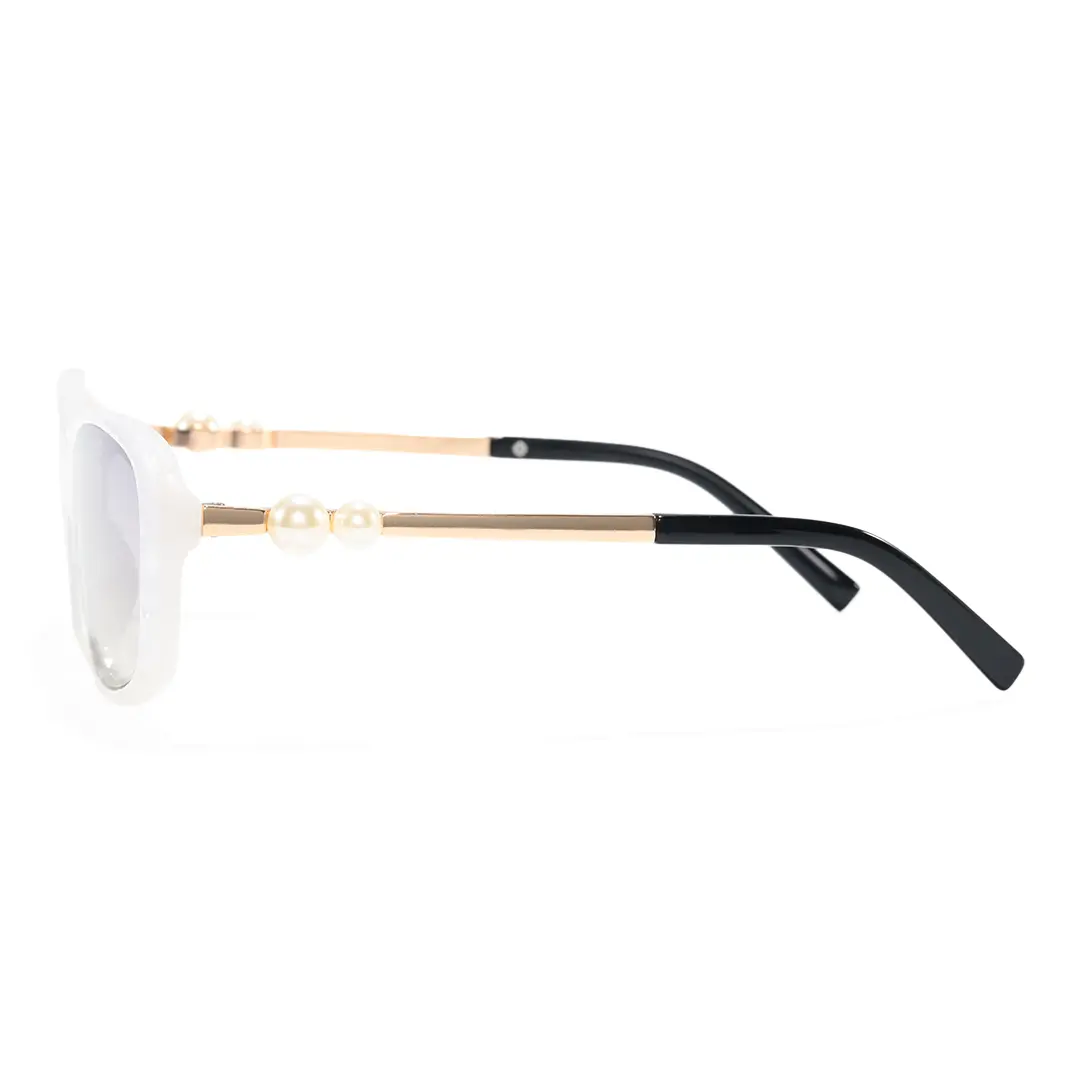 Side view of Valencia rectangle pc sunglasses EP0232603 in white