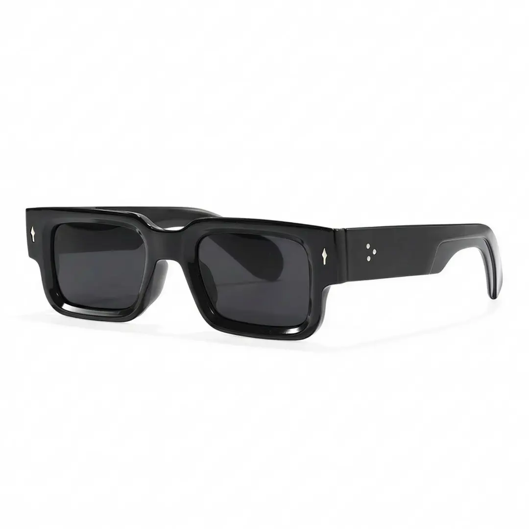 Angle view of Cube fashion rectangle pc sunglasses in black. SPU: EP0542509S