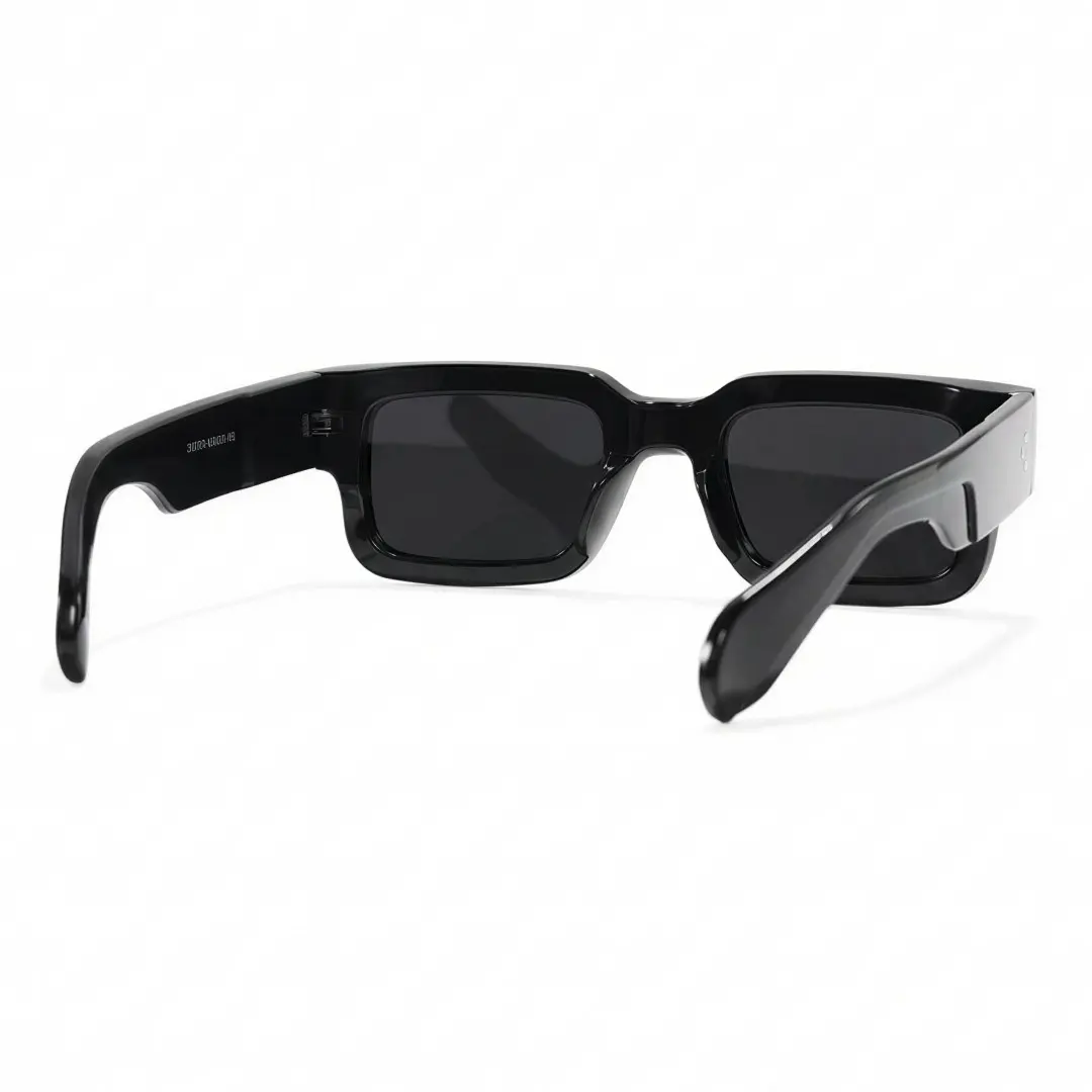 Back view of Cube fashion rectangle pc sunglasses in black. SPU: EP0542509S