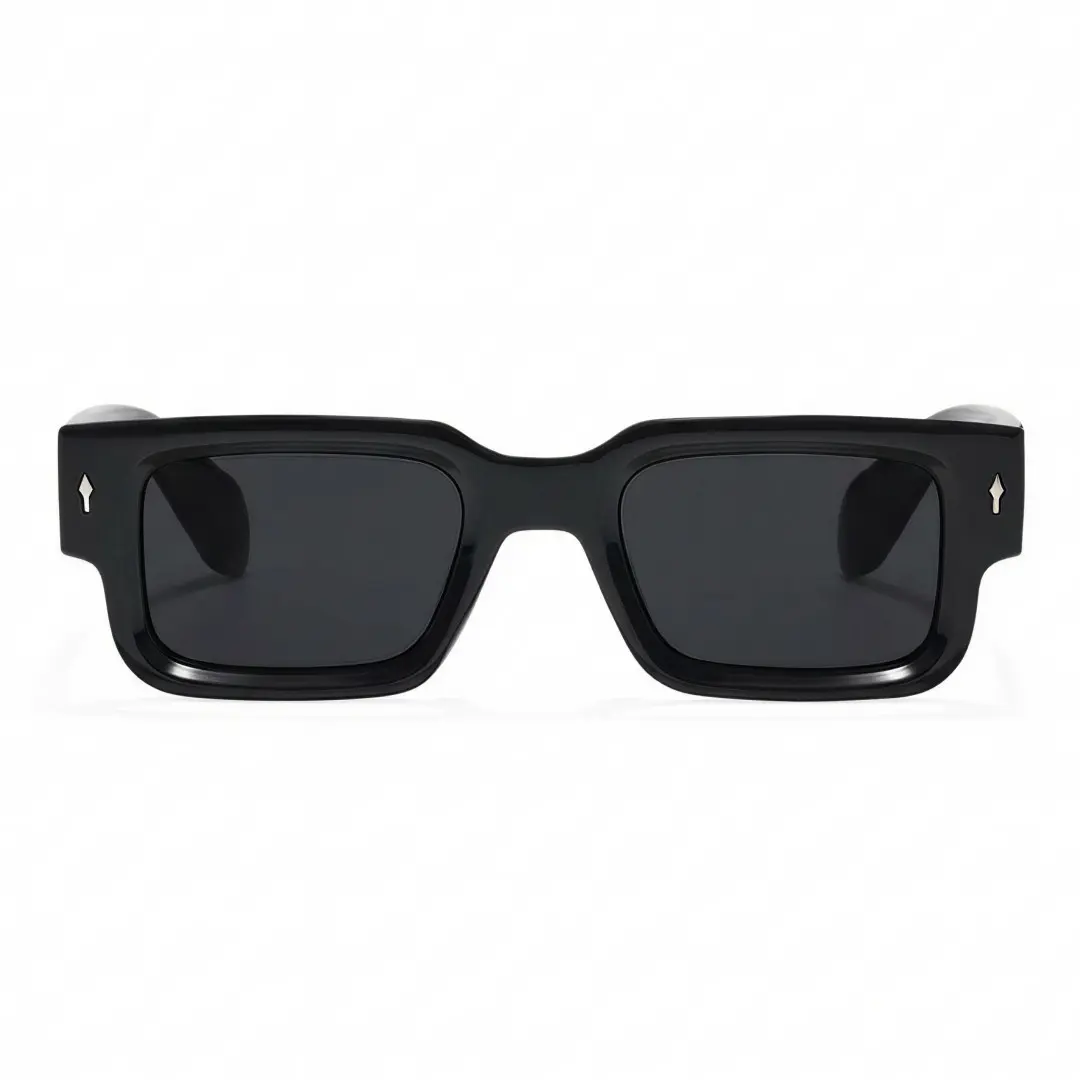 Front view of Cube fashion rectangle pc sunglasses in black. SPU: EP0542509S