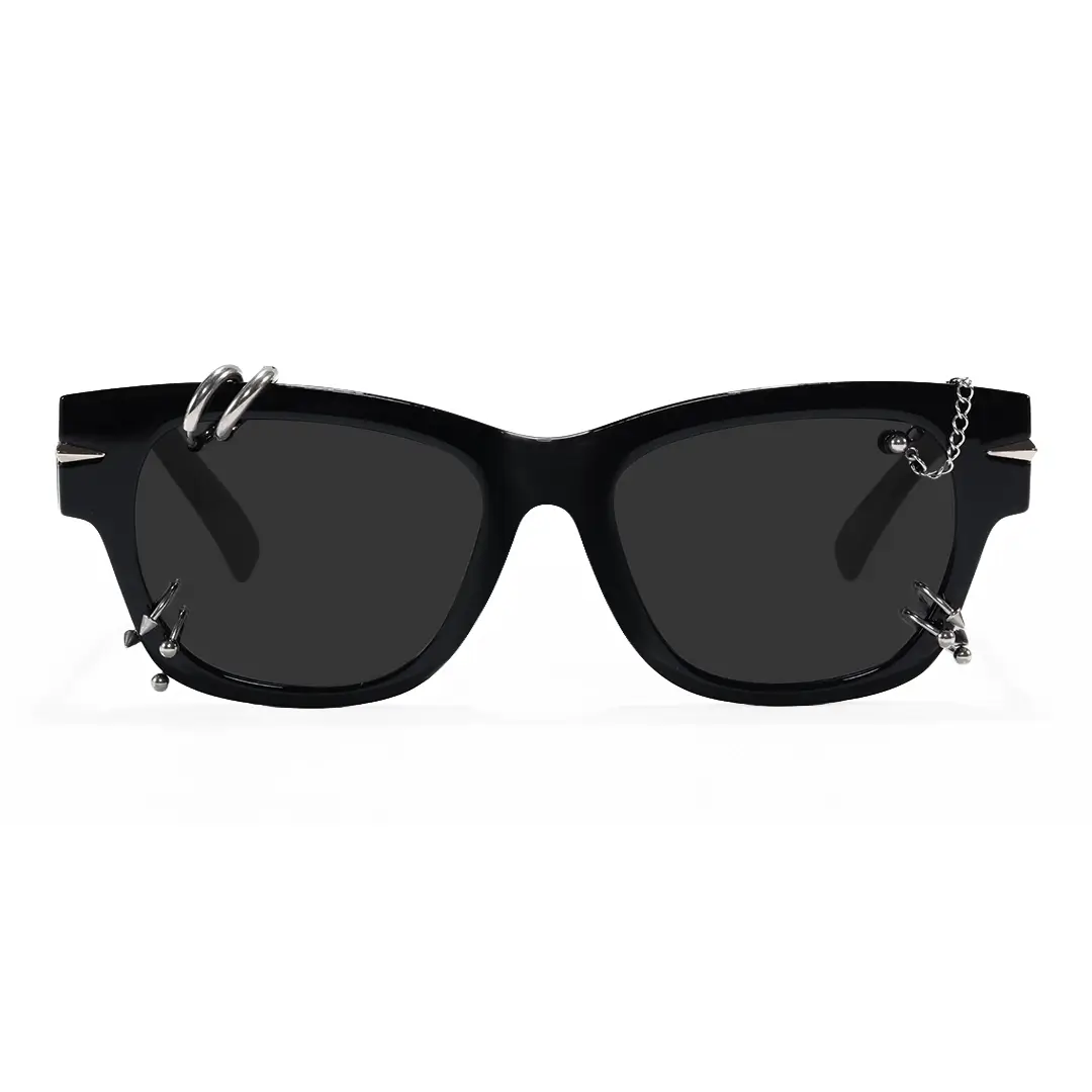 Front view of Trove y2k rectangle tr90 handcrafted polarized sunglasses ER0072604 in silver