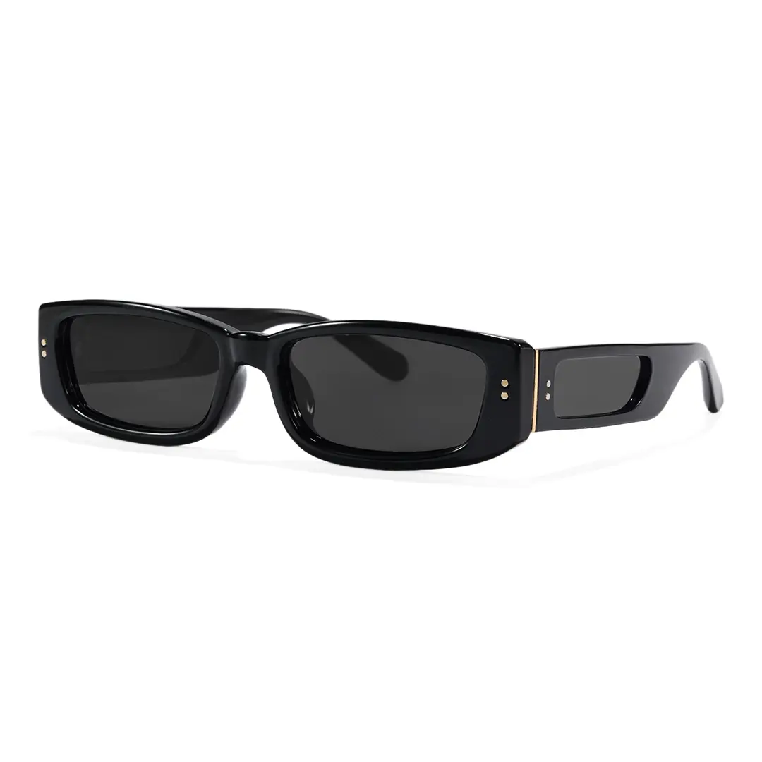 Angle view of Raven fashion rectangle tr90 sunglasses ER0132604 in black