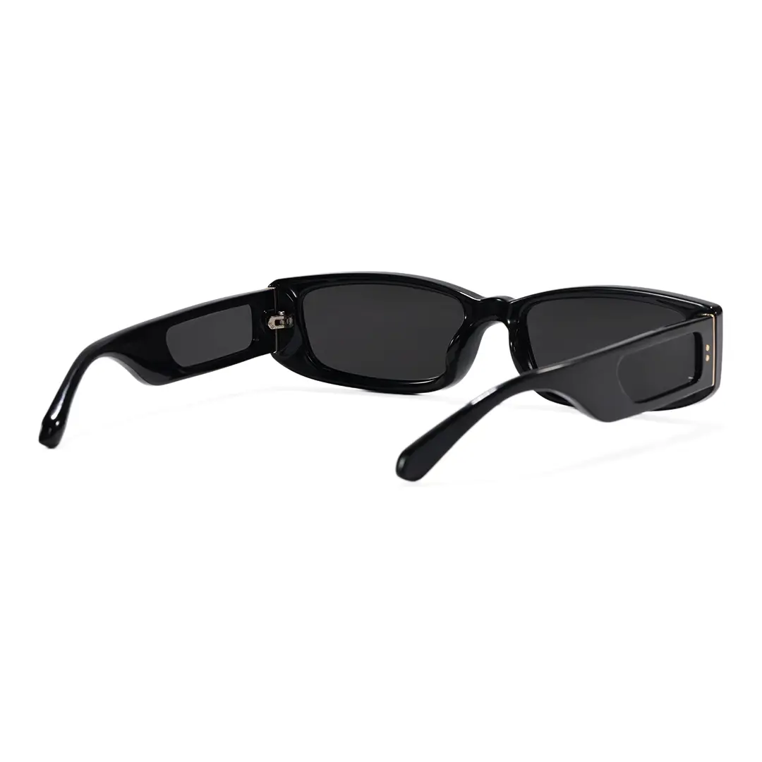 Back view of Raven fashion rectangle tr90 sunglasses ER0132604 in black