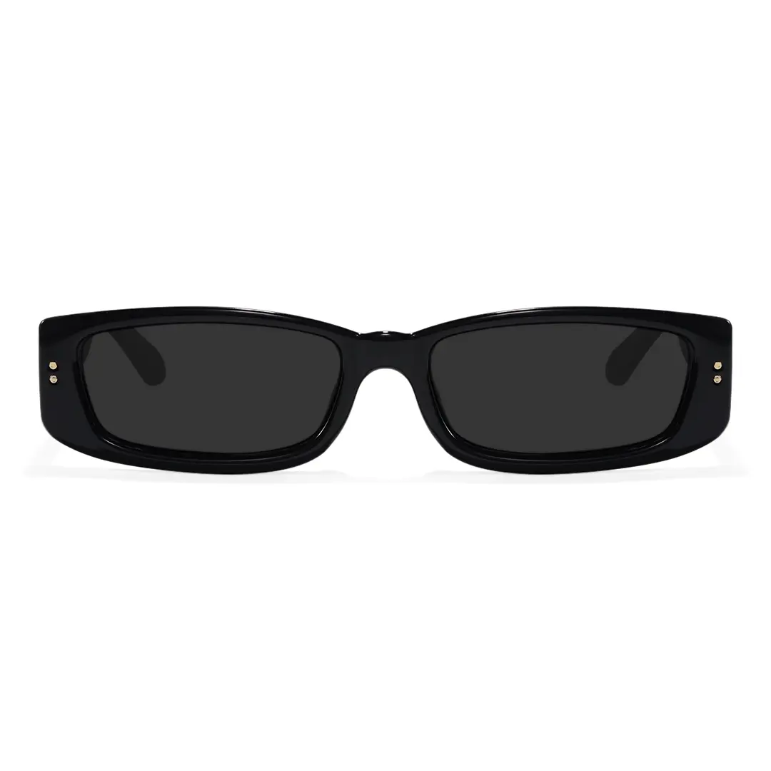 Front view of Raven fashion rectangle tr90 sunglasses ER0132604 in black