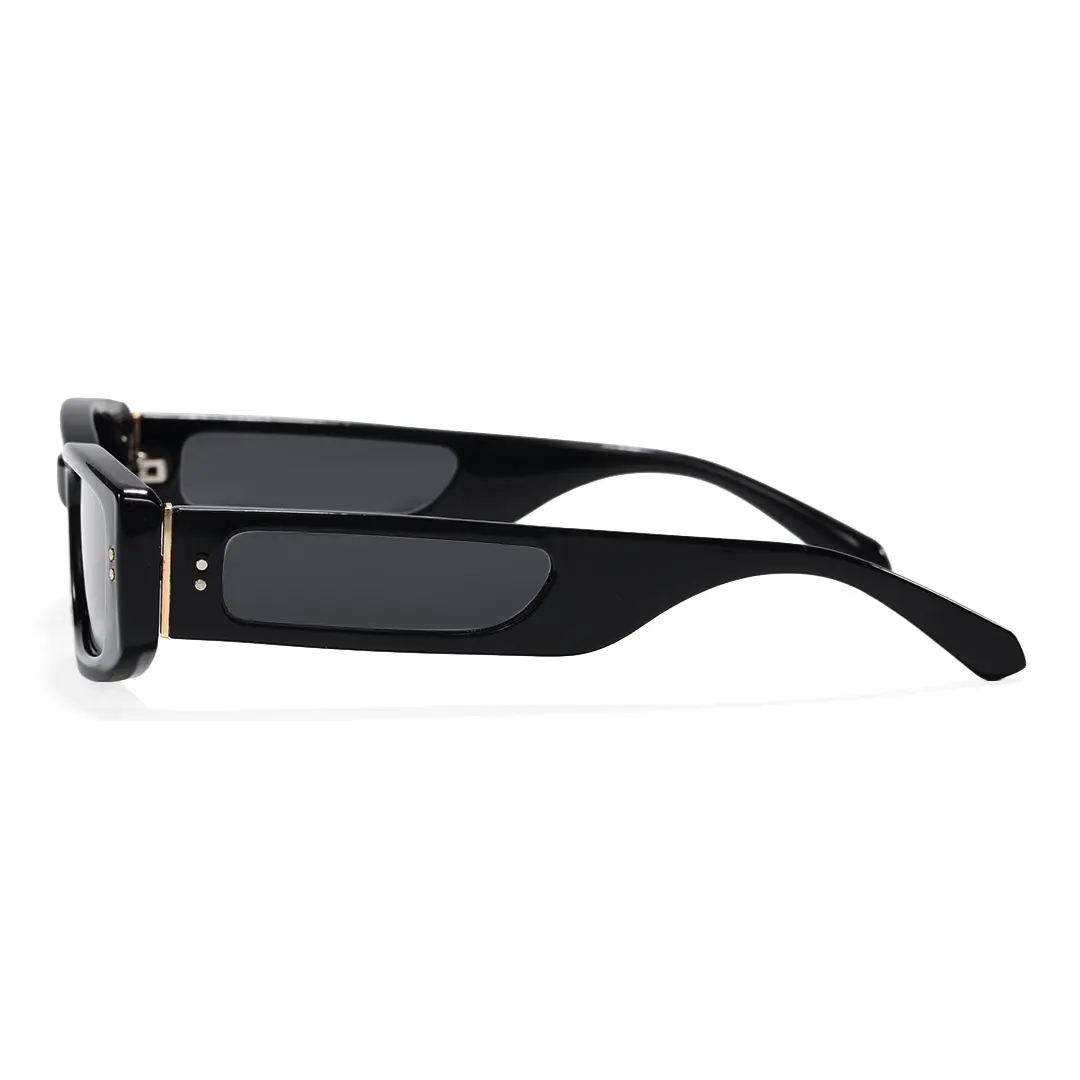Side view of Raven fashion rectangle tr90 sunglasses ER0132604 in black