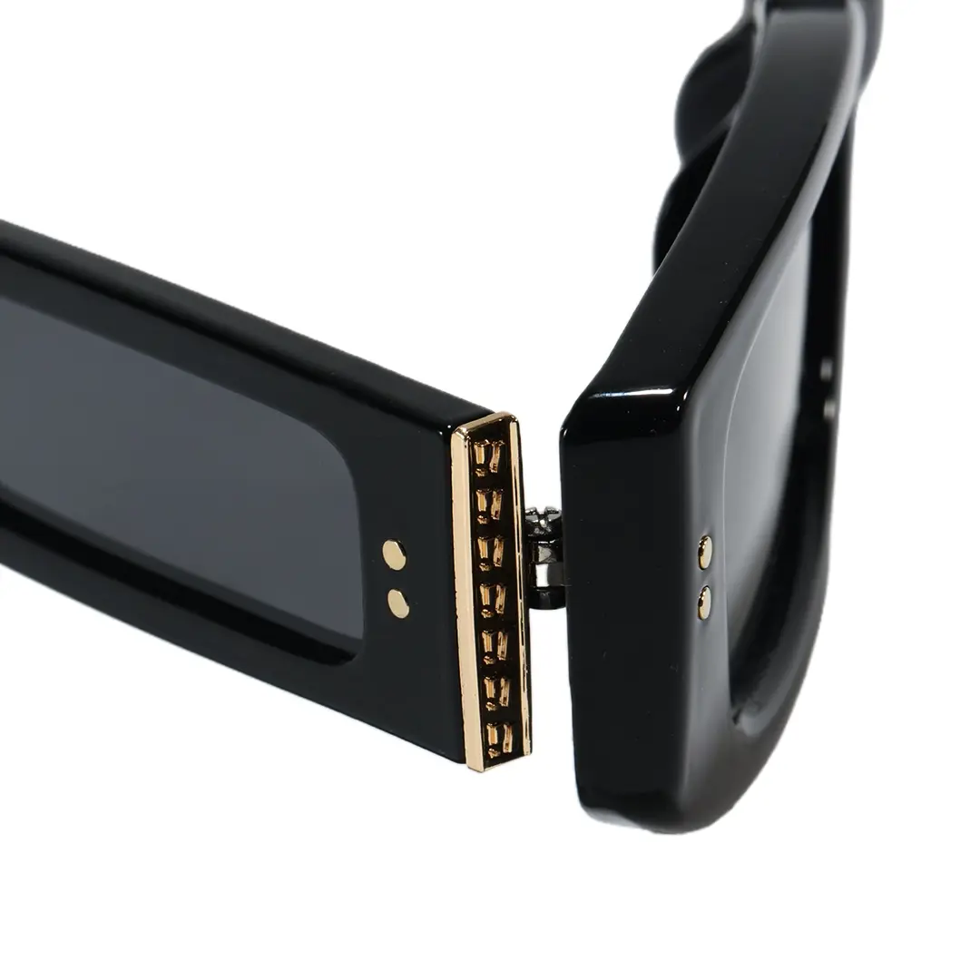 Unique hinge detail of Raven fashion rectangle tr90 sunglasses ER0132604 in black