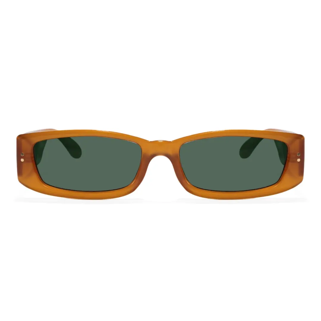 Front view of Raven fashion rectangle tr90 sunglasses ER0132604 in yellow