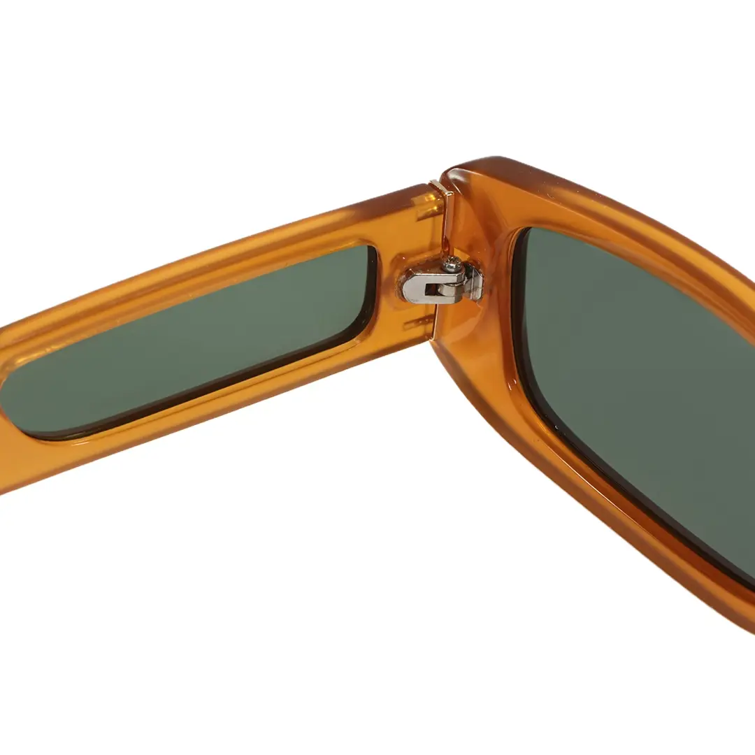 Hinge detail of Raven fashion rectangle tr90 sunglasses ER0132604 in yellow