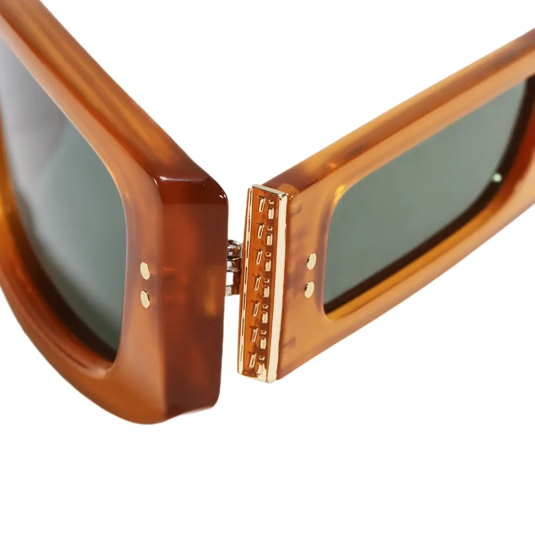 Unique hinge detail of Raven fashion rectangle tr90 sunglasses ER0132604 in yellow