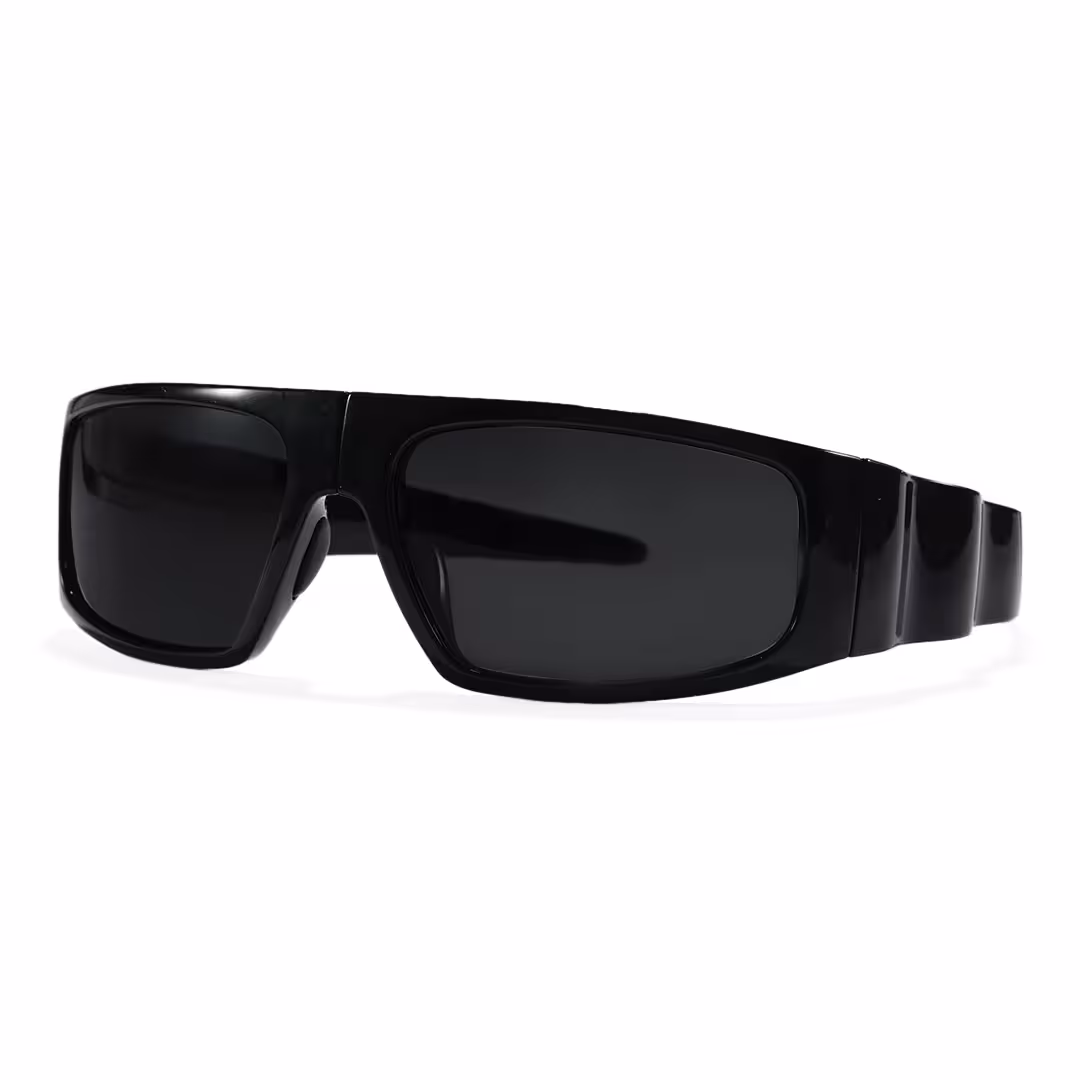 Angle view of Iven y2k rectangle tr90 sunglasses ER0132605 in black
