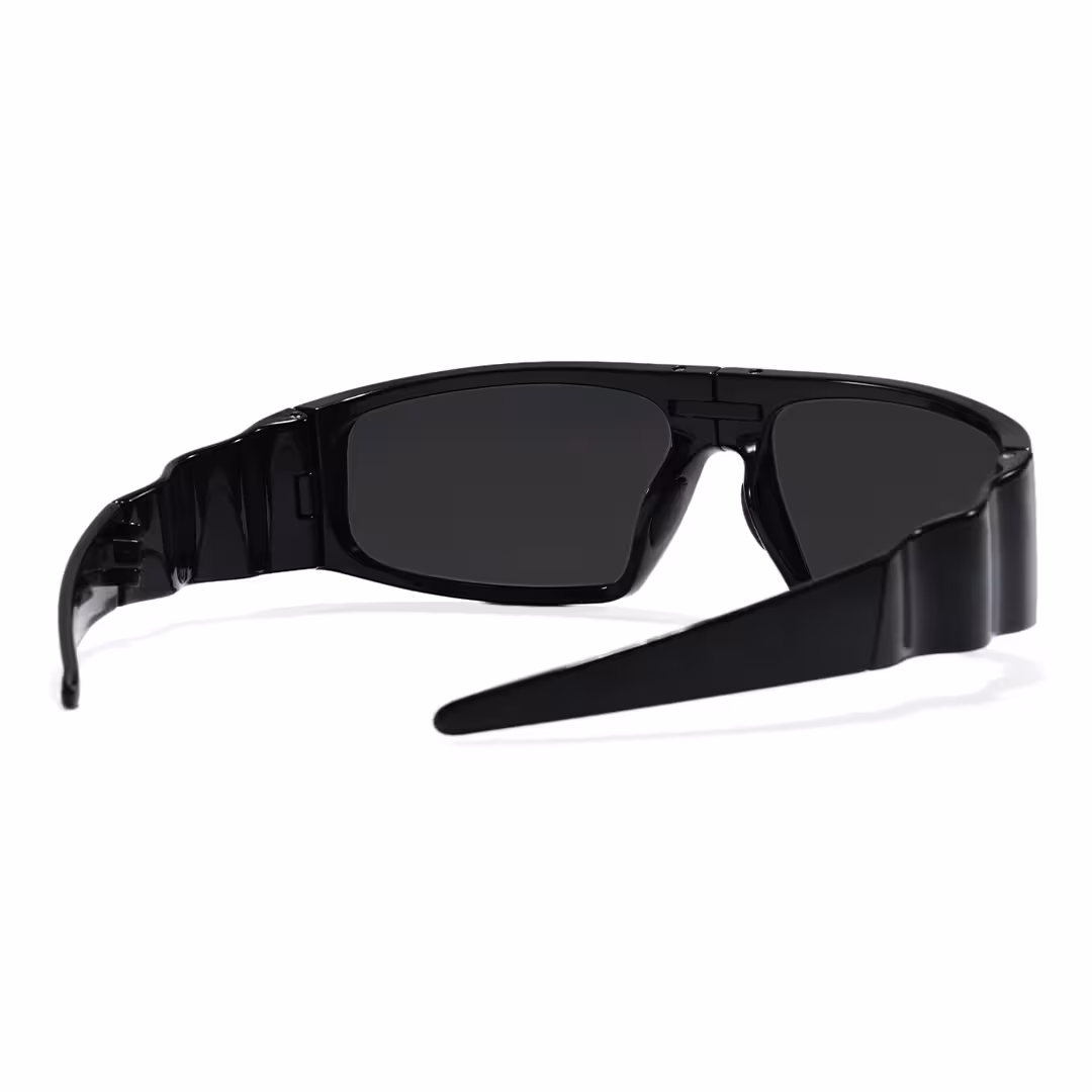 Back view of Iven y2k rectangle tr90 sunglasses ER0132605 in black