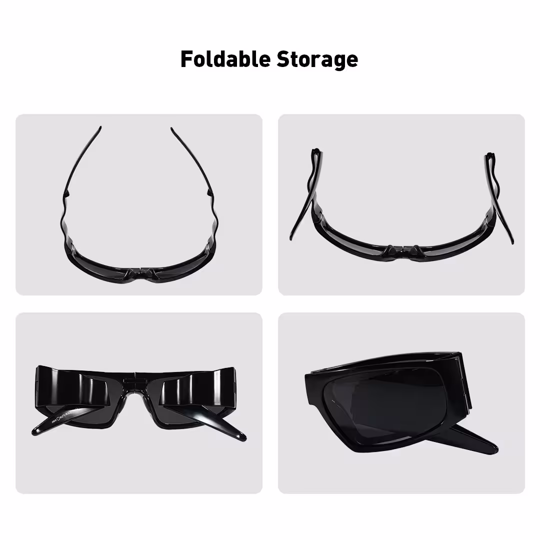 Frame detail view of Iven y2k rectangle tr90 sunglasses ER0132605 in black