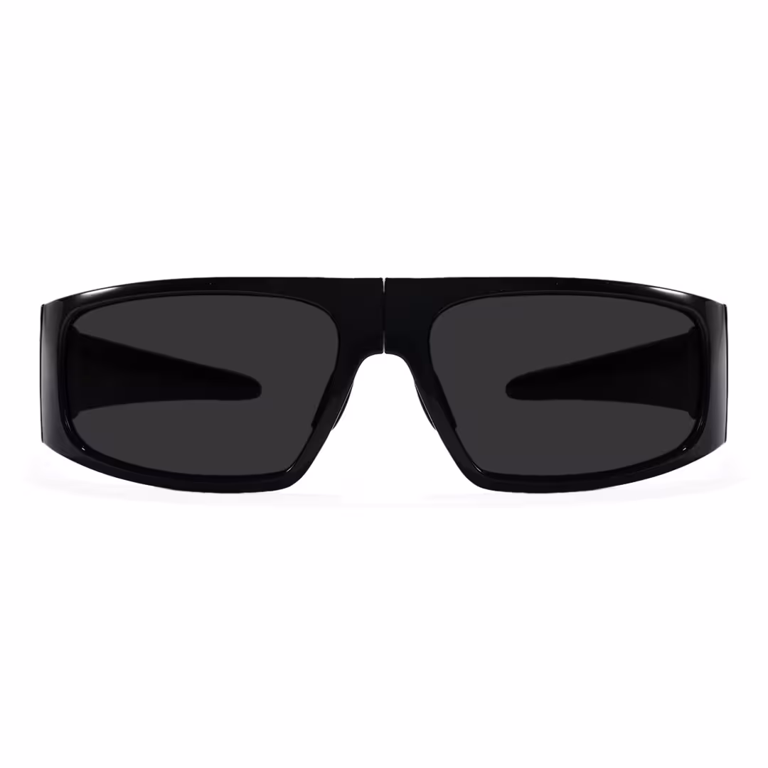Front view of Iven y2k rectangle tr90 sunglasses ER0132605 in black