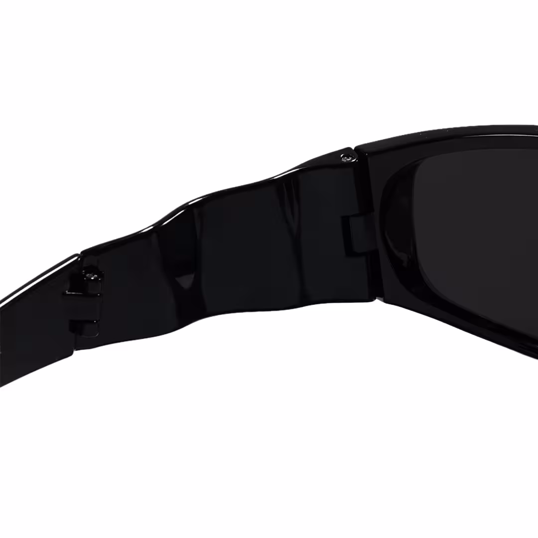 Hinge detail of Iven y2k rectangle tr90 sunglasses ER0132605 in black
