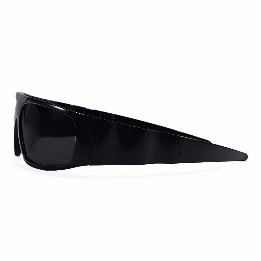 Side view of Iven y2k rectangle tr90 sunglasses ER0132605 in black