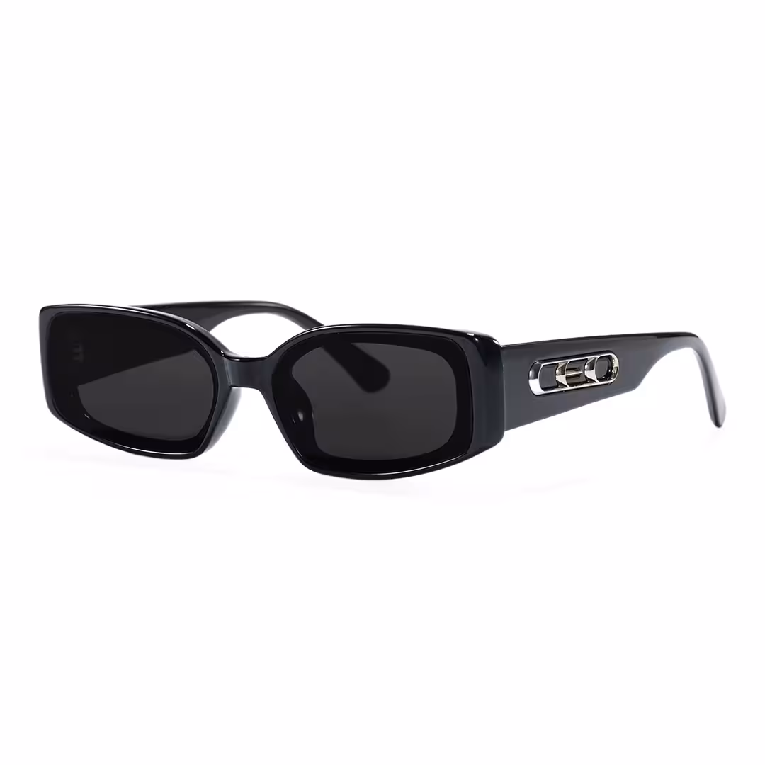 Angle view of Veldt rectangle tr90 sunglasses ER0142604 in black