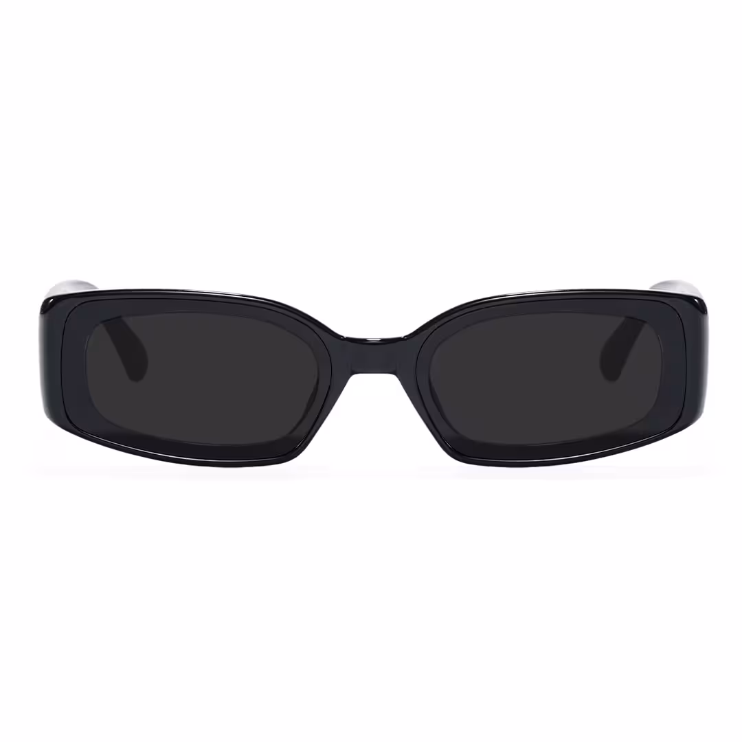 Front view of Veldt rectangle tr90 sunglasses ER0142604 in black