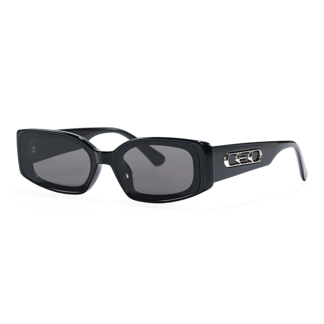 Angle view of Veldt fashion rectangle tr90 sunglasses ER0142604 in black