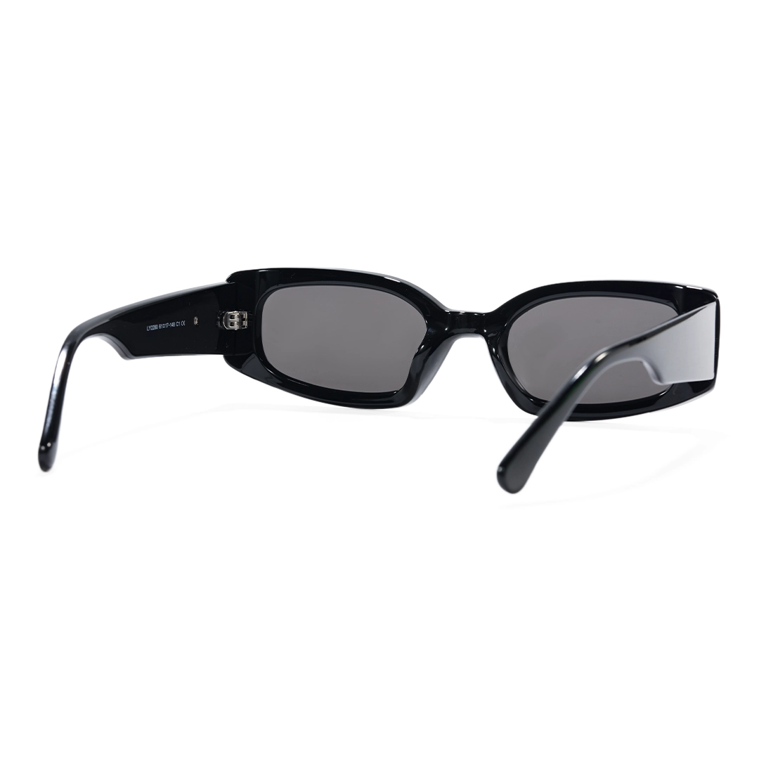 Back view of Veldt fashion rectangle tr90 sunglasses ER0142604 in black