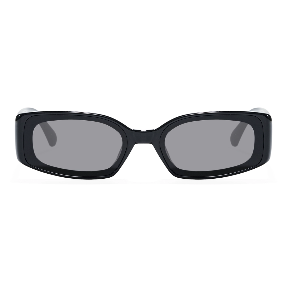 Front view of Veldt fashion rectangle tr90 sunglasses ER0142604 in black