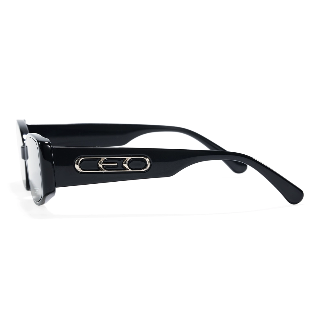 Side view of Veldt fashion rectangle tr90 sunglasses ER0142604 in black