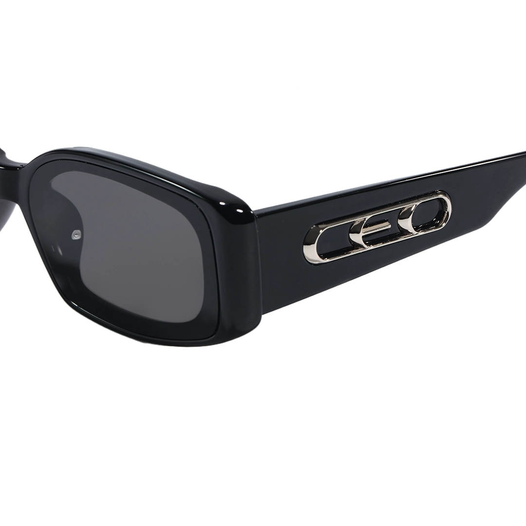 Temple detail of Veldt fashion rectangle tr90 sunglasses ER0142604 in black