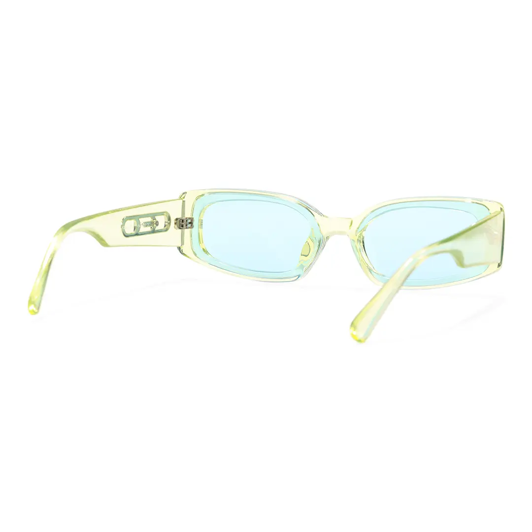 Back view of Veldt fashion rectangle tr90 sunglasses ER0142604 in green
