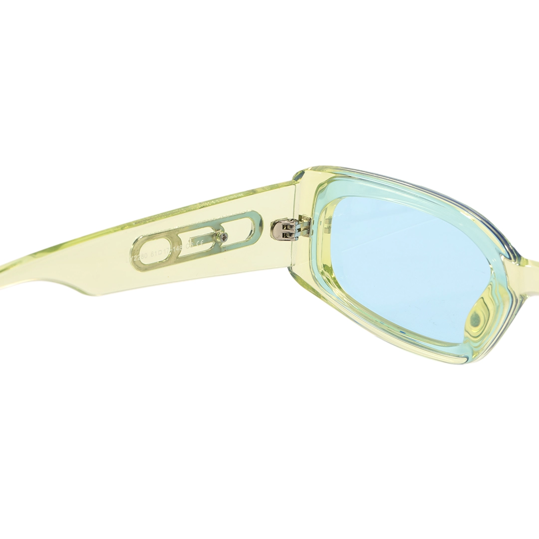Hinge detail of Veldt fashion rectangle tr90 sunglasses ER0142604 in green