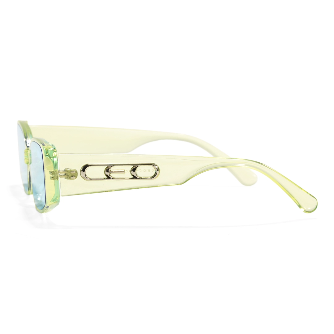 Side view of Veldt fashion rectangle tr90 sunglasses ER0142604 in green