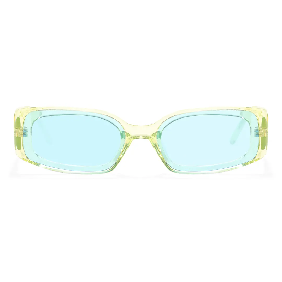 Front view of Veldt rectangle tr90 sunglasses ER0142604 in green