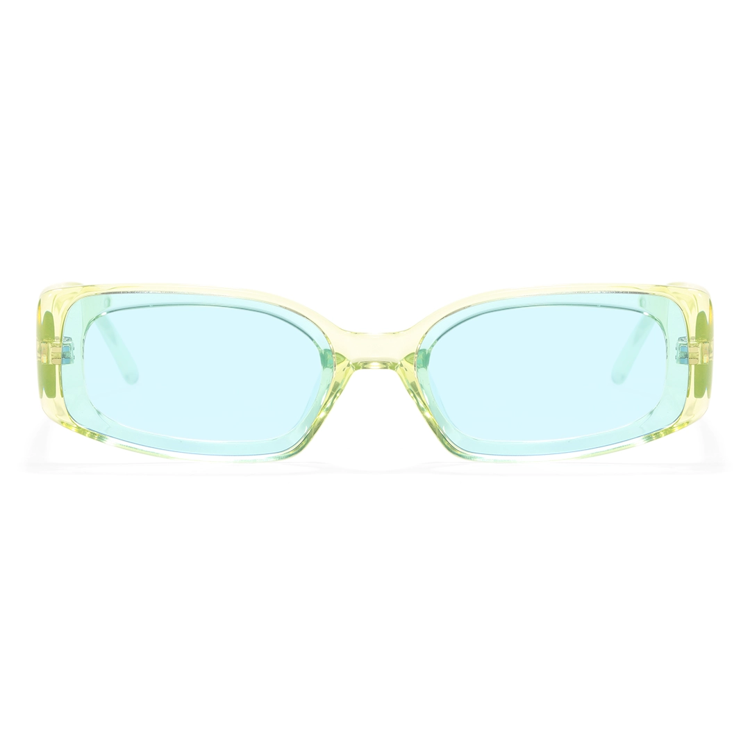 Front view of Veldt rectangle tr90 sunglasses ER0142604 in green
