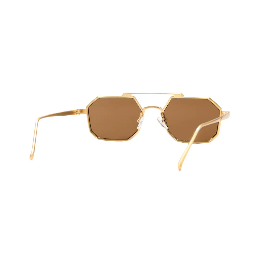 Back view of Caitlin geometric metal sunglasses GM0012505 in brown