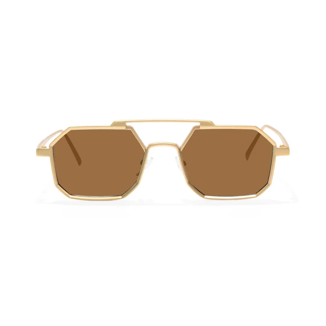 Front view of Caitlin geometric metal sunglasses GM0012505 in brown
