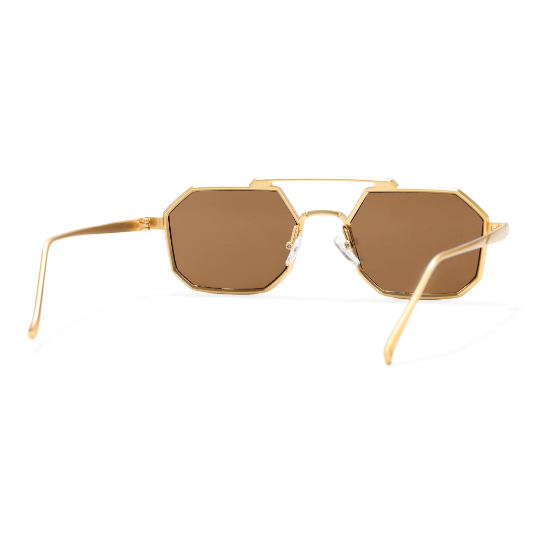 Back view of Caitlin steampunk geometric metal sunglasses GM0012505 in brown