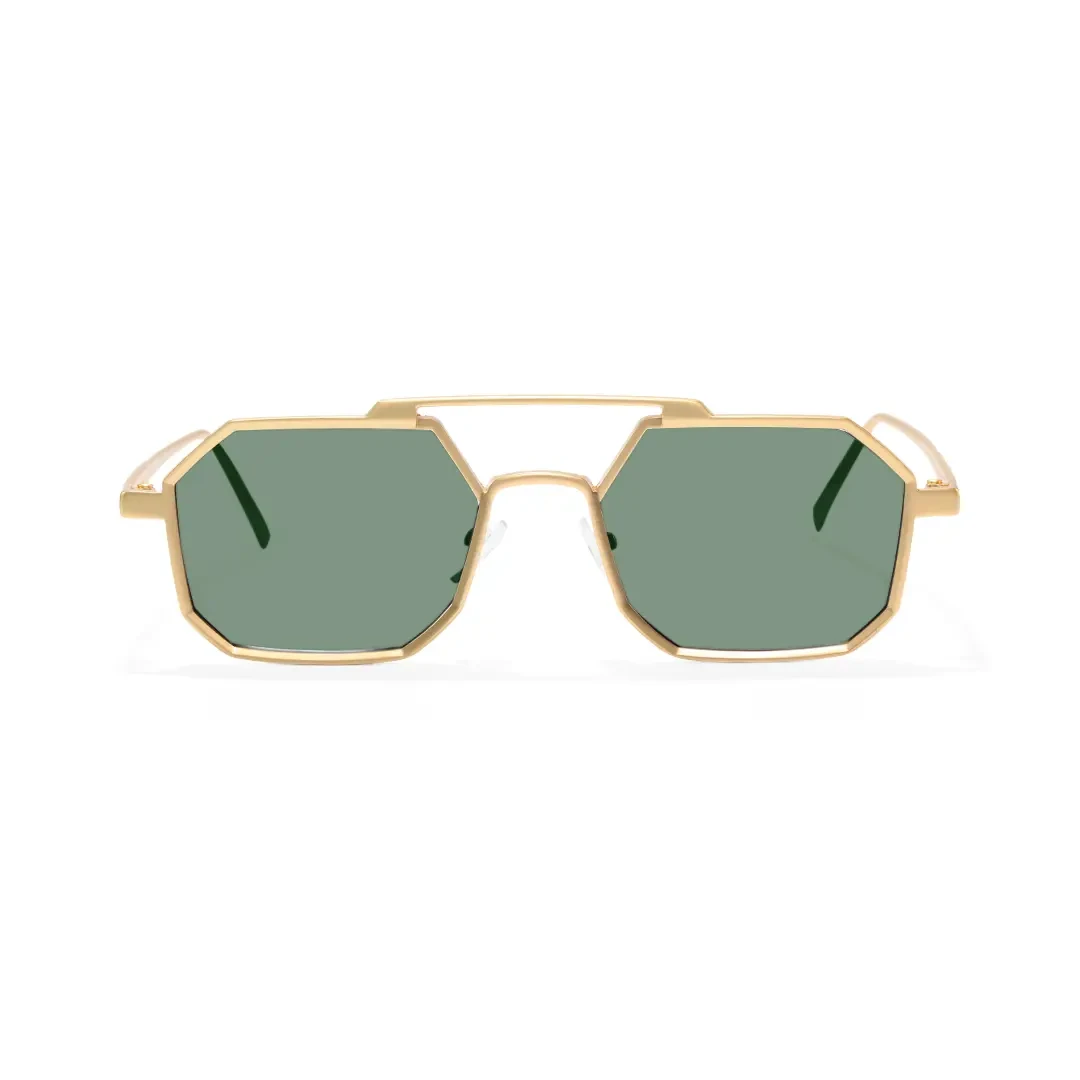 Front view of Caitlin geometric metal sunglasses GM0012505 in green