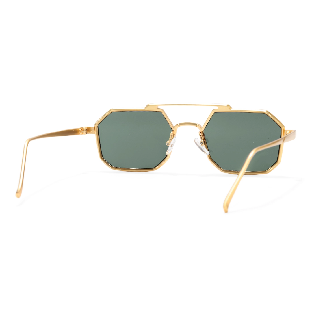 Back view of Caitlin steampunk geometric metal sunglasses GM0012505 in green