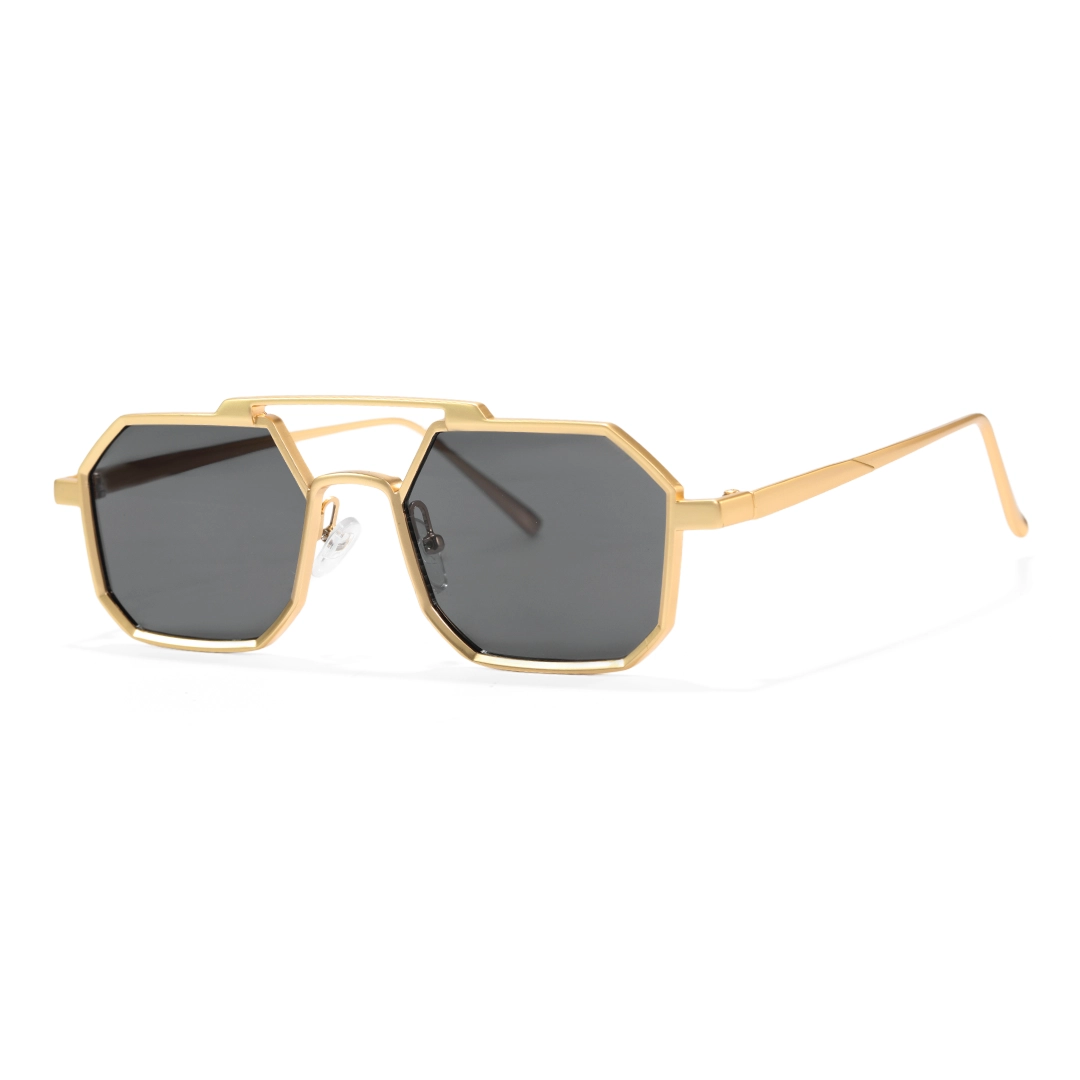 Angle view of Caitlin steampunk geometric metal sunglasses GM0012505 in grey