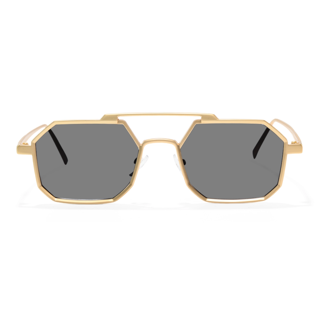 Front view of Caitlin steampunk geometric metal sunglasses GM0012505 in grey