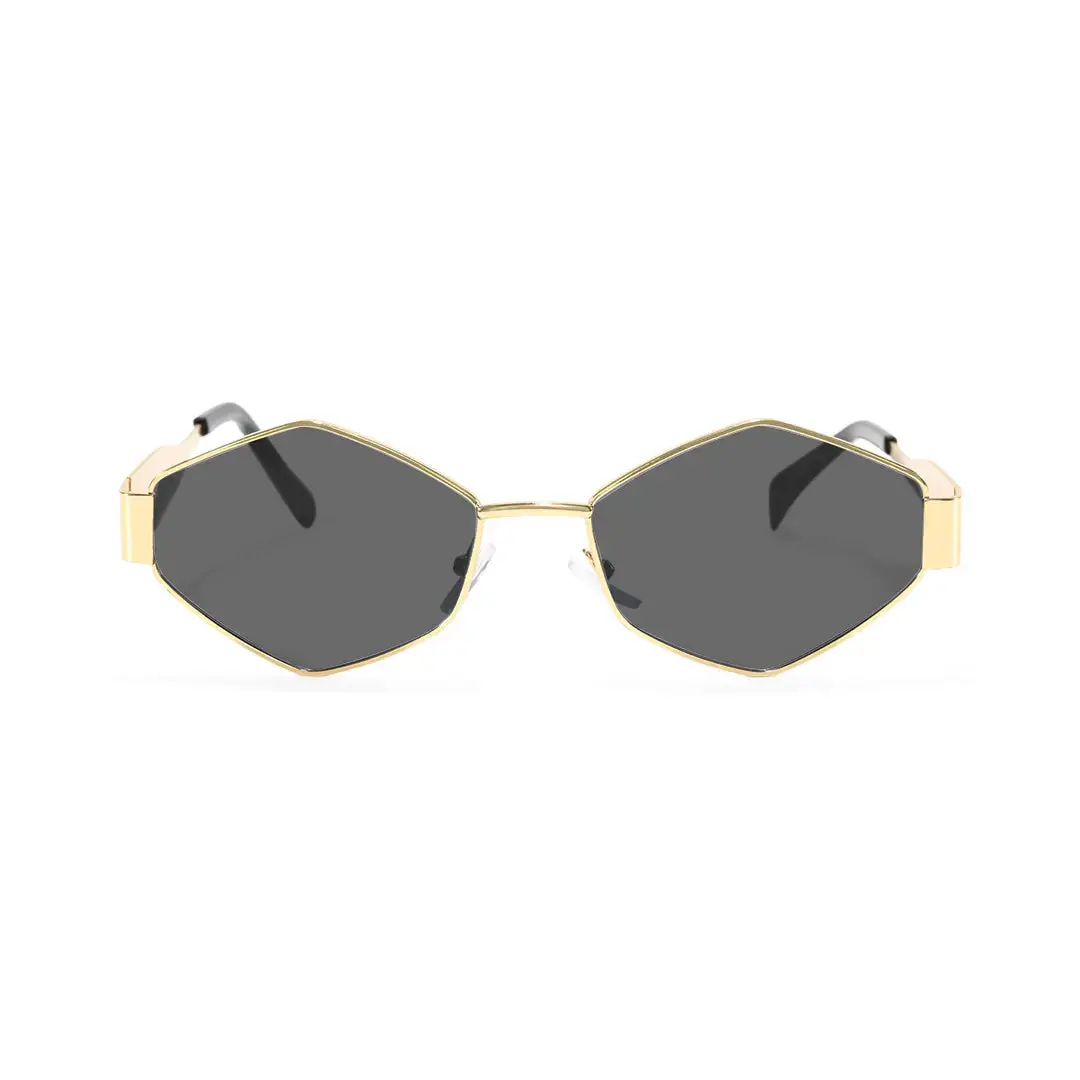 Front view of Romy geometric metal sunglasses GM0132506 in gold