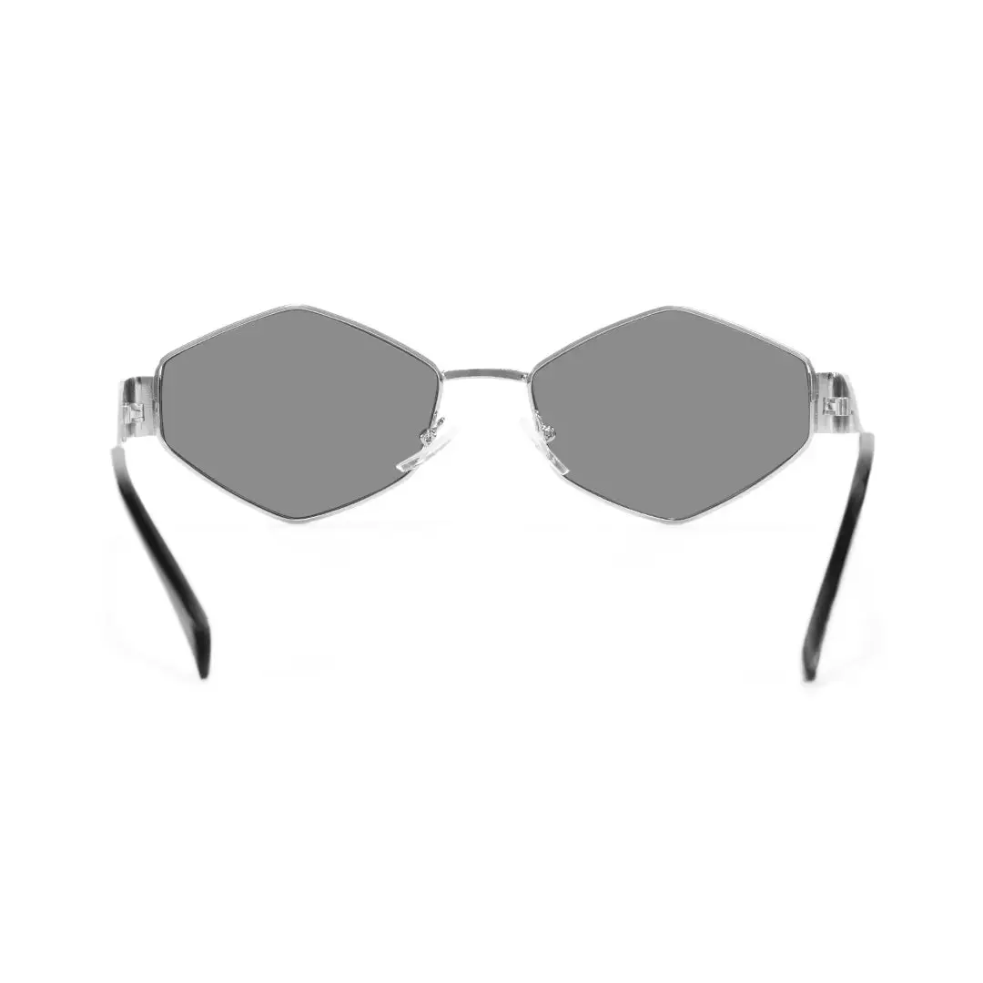 Back view of Romy geometric metal sunglasses GM0132506 in silver