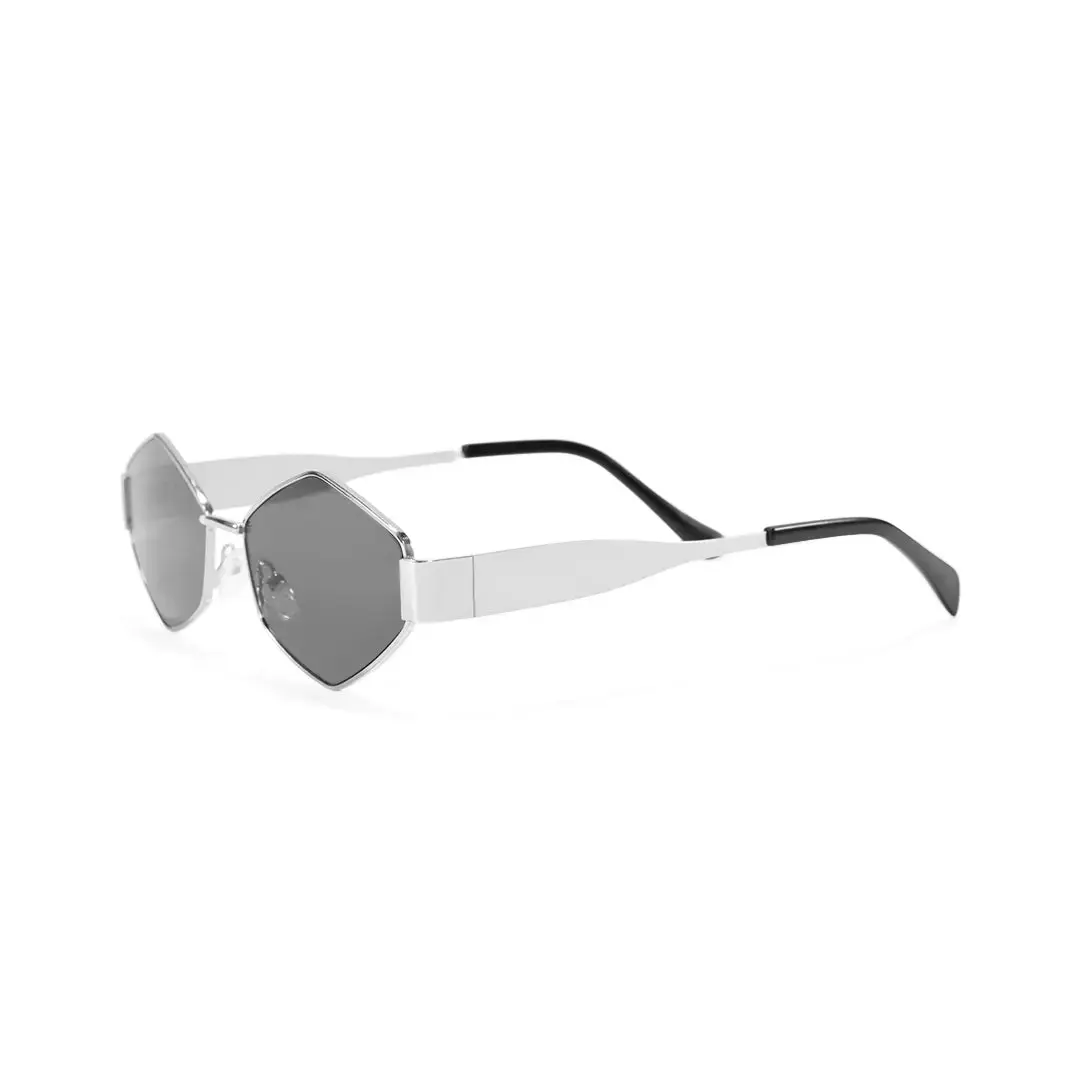 Side view of Romy geometric metal sunglasses GM0132506 in silver