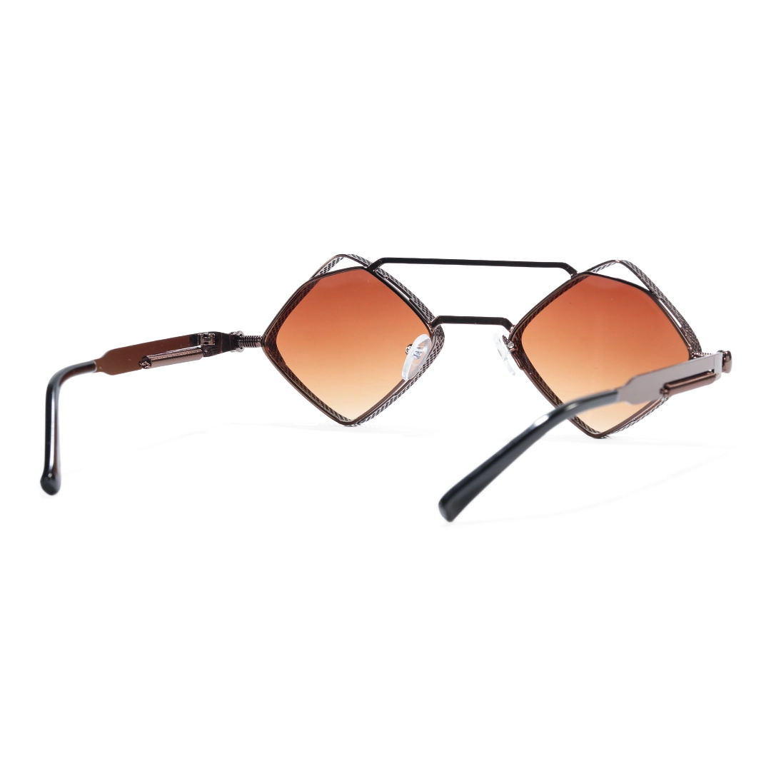 Back view of Aether geometric metal sunglasses GM0152604 in brown