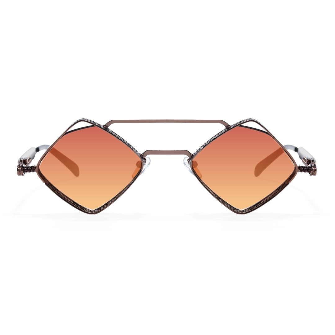 Front view of Aether geometric metal sunglasses GM0152604 in brown