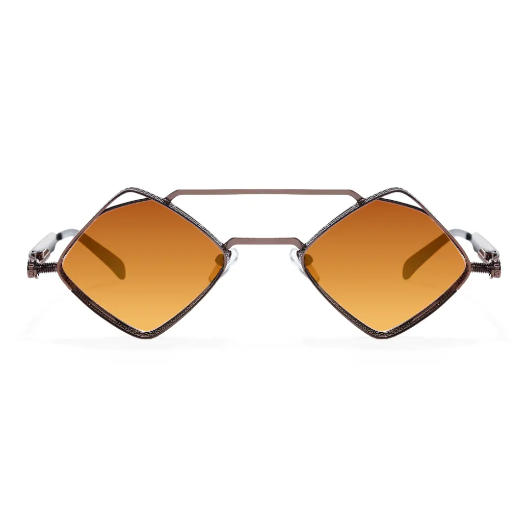 Front view of Aether geometric metal sunglasses GM0152604 in brown