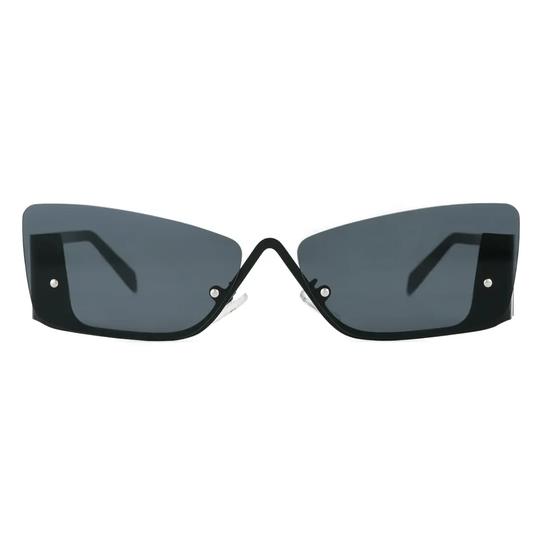 Front view of Bedia fashion geometric tr90 sunglasses GM0202303 in black