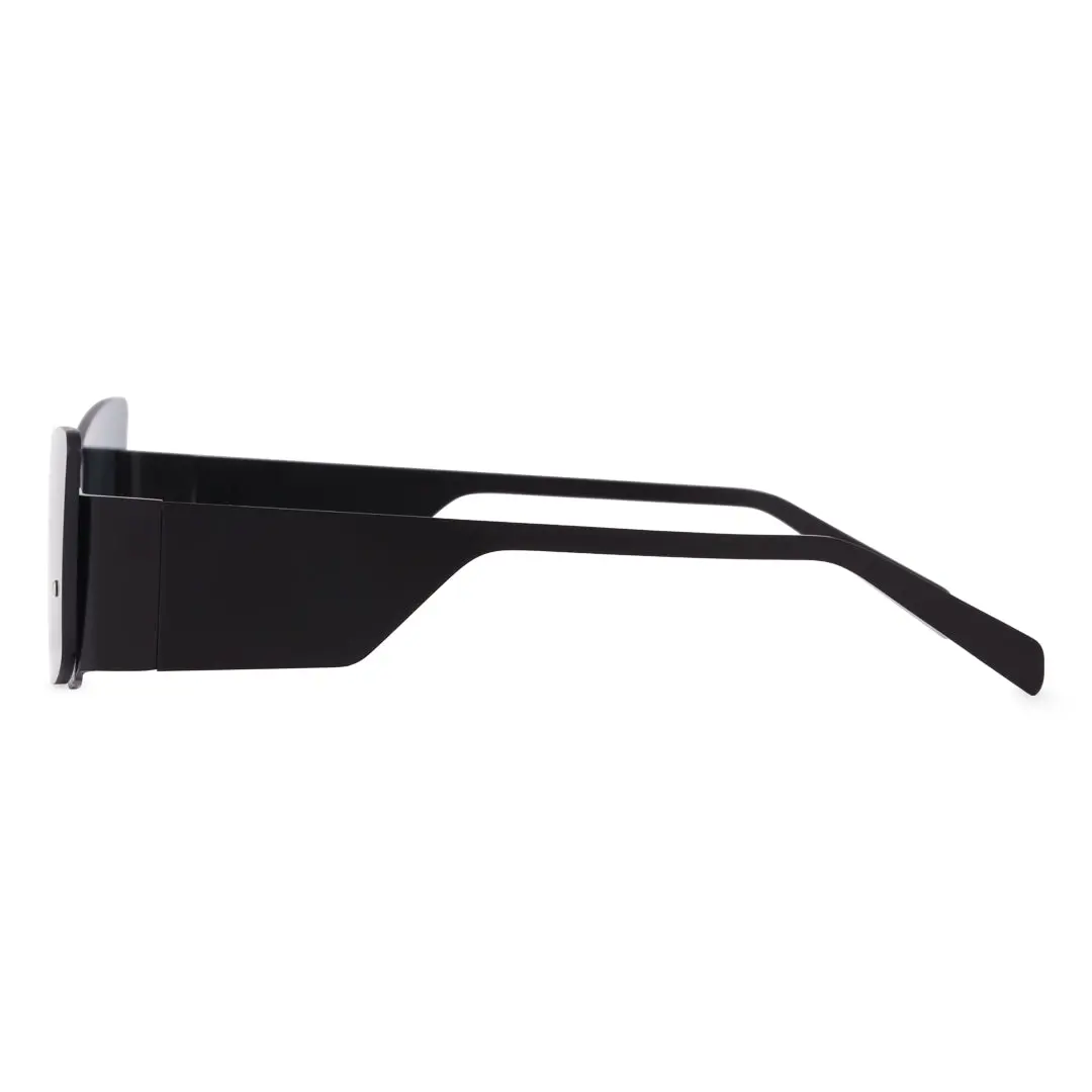 Side view of Bedia fashion geometric tr90 sunglasses GM0202303 in black