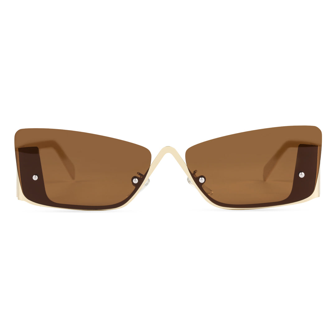 Front view of Bedia fashion geometric tr90 sunglasses GM0202303 in brown
