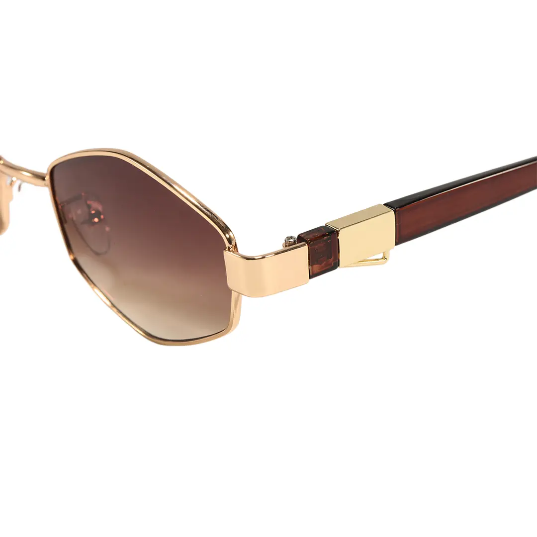End piece detail of Celestine geometric metal sunglasses GM0282603 in gold