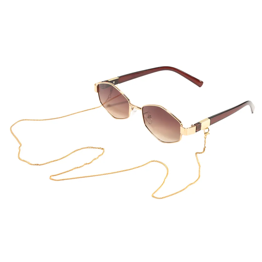 Frame detail view of Celestine geometric metal sunglasses GM0282603 in gold