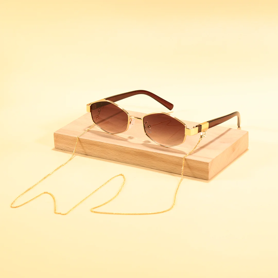 Scene view of Celestine geometric metal sunglasses GM0282603 in gold